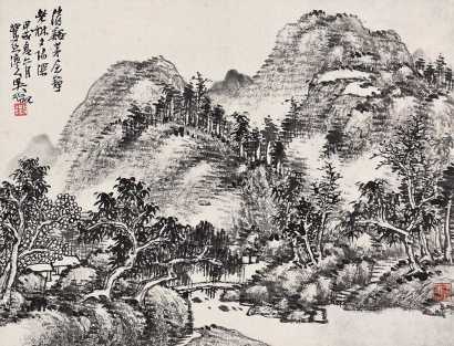 吴徵 甲戌（1934年）作 山水 立轴